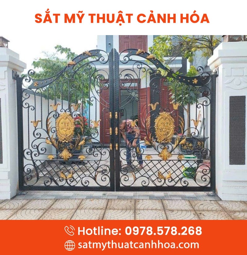 cong sat mt 2 canh 45 - Cổng Sắt Mỹ Thuật 2 Cánh CSM-45