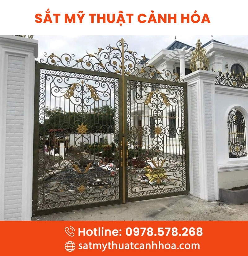 cong sat mt 2 canh 53 - Cổng Sắt Mỹ Thuật 2 Cánh CSM-53
