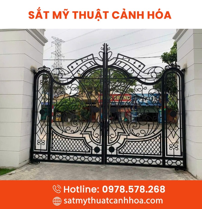 cong sat mt 2 canh 55 - Cổng Sắt Mỹ Thuật 2 Cánh CSM-55