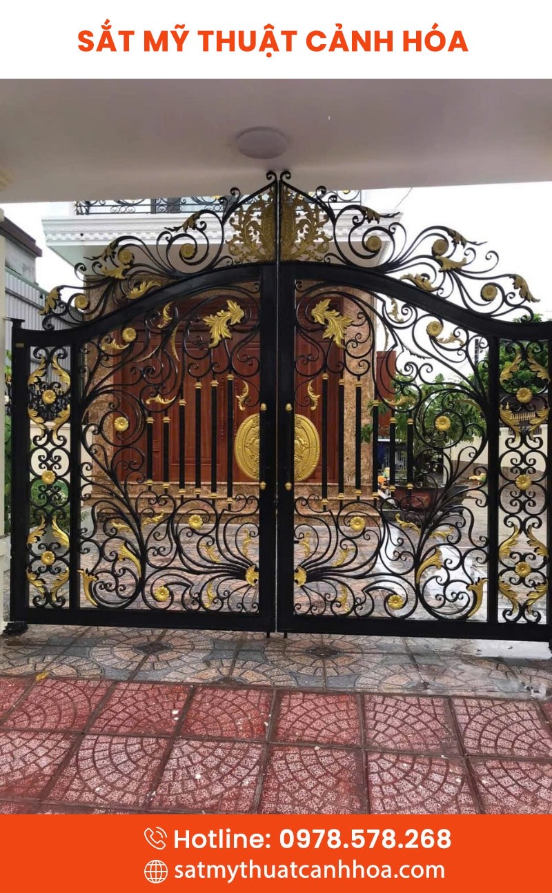 cong sat mt 2 canh 7 - Cổng Sắt Mỹ Thuật 2 Cánh CSM-07