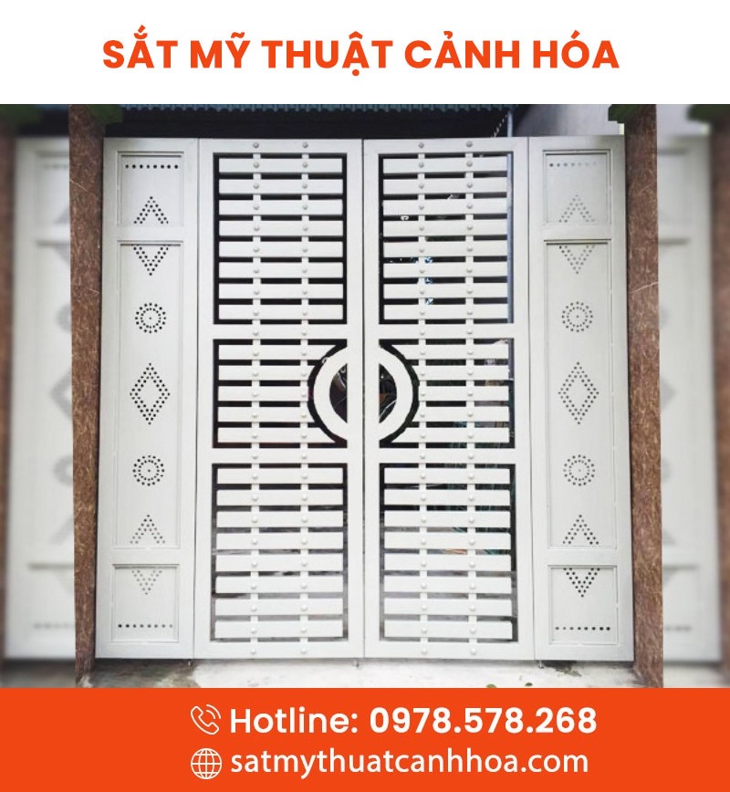 cong sat mt 4 canh 3 - Cổng Sắt Mỹ Thuật 4 Cánh CMT-03