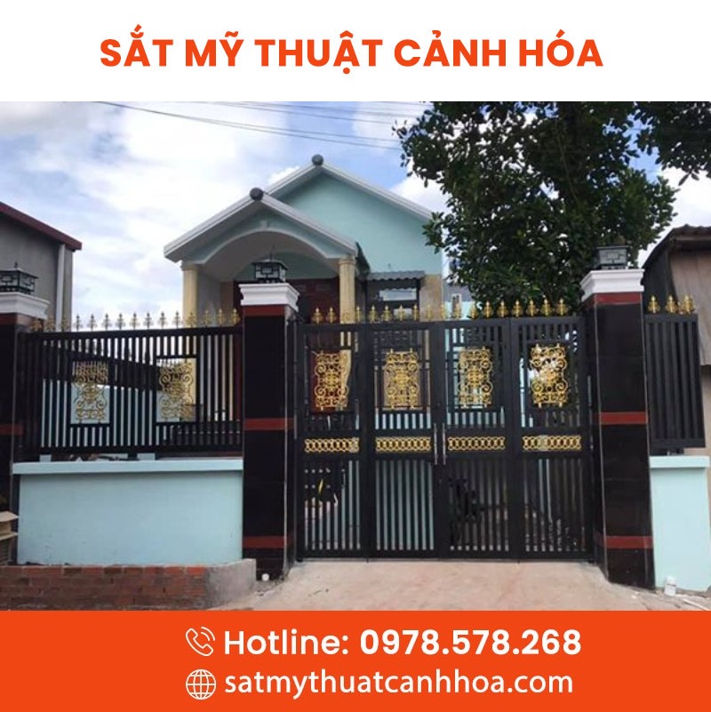 cong sat mt 4 canh 43 - Cổng Sắt Mỹ Thuật 4 Cánh CMT-43
